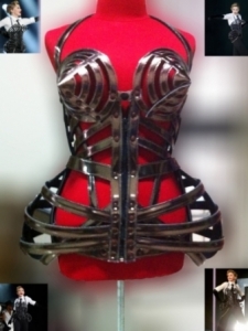 T029 Madonna Cone Bra Pointy Corset Cage Leather Costume