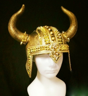 H994 The Strong Viking Soldier Longhorns Crystal Headdress