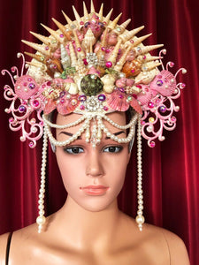 Da NeeNa H1050 Sea Ocean Poseidon Shell Queen Crystal Showgirl Pageant Headdress