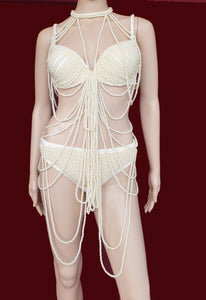 Da NeeNa T007 Burlesque Christina Aguilera Costume Pearl Bra Bikini Choker XS-XL