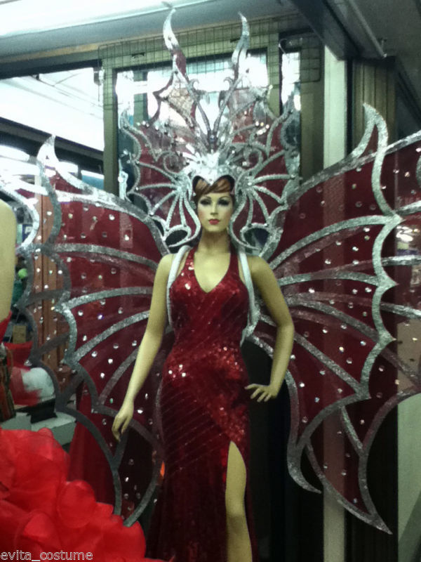 Da NeeNa BT Show Drag Vegas Sequin Butterfly Wings Headdress and Backpiece