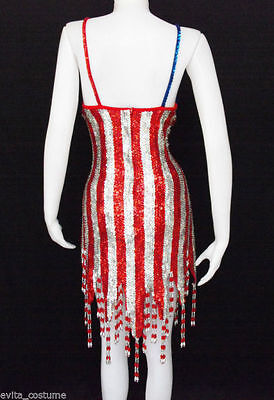 Da NeeNa M008 US Flag Party Latin Dance Drag Queen Sequin Dress XS-XL