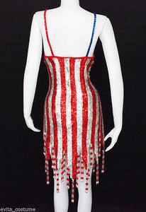 Da NeeNa M008 US Flag Party Latin Dance Drag Queen Sequin Dress XS-XL