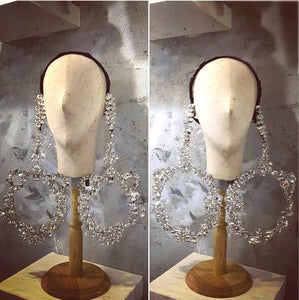 Da NeeNa H826 Earrings Showgirl Dance Cabaret Huge Crystal Earrings Headdress