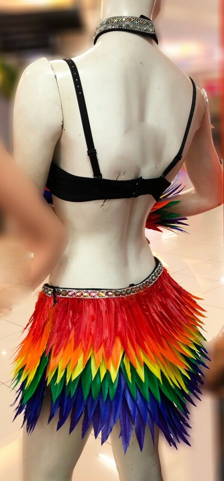 Da Neena FTG Feather Drag Bra Skirt Belt Gay Pride Parade Costume Set XS-XL