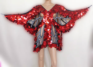 Da NeeNa M010  Latin Salsa Dance Pageant Vegas Drag Sequin Butterfly Dress