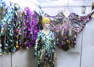Da NeeNa M010  Latin Salsa Dance Pageant Vegas Drag Sequin Butterfly Dress