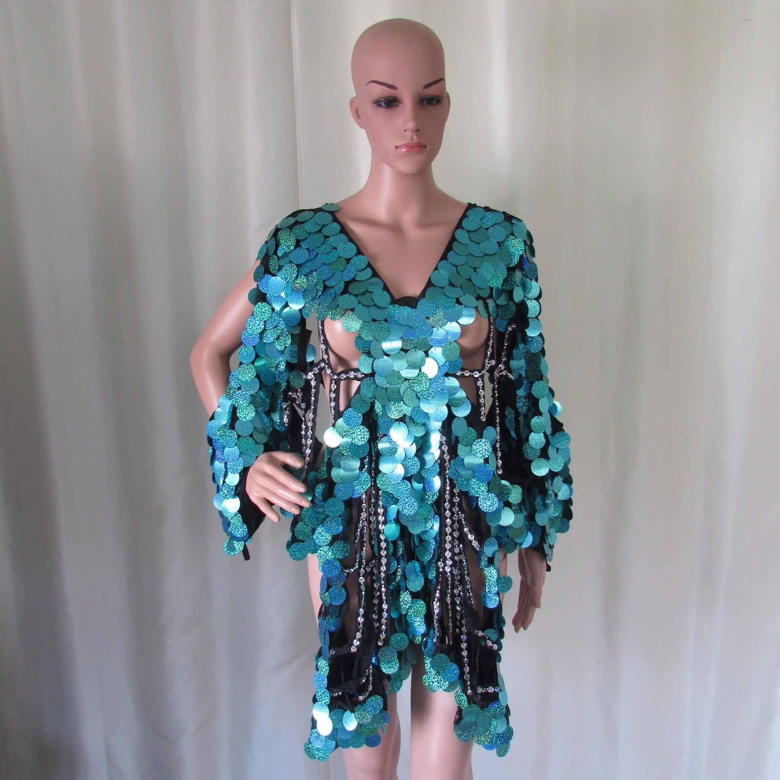 Da NeeNa M010  Latin Salsa Dance Pageant Vegas Drag Sequin Butterfly Dress