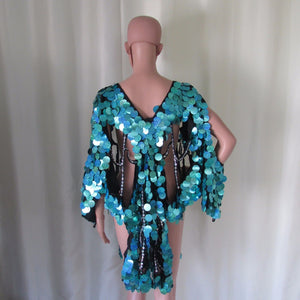Da NeeNa M010  Latin Salsa Dance Pageant Vegas Drag Sequin Butterfly Dress