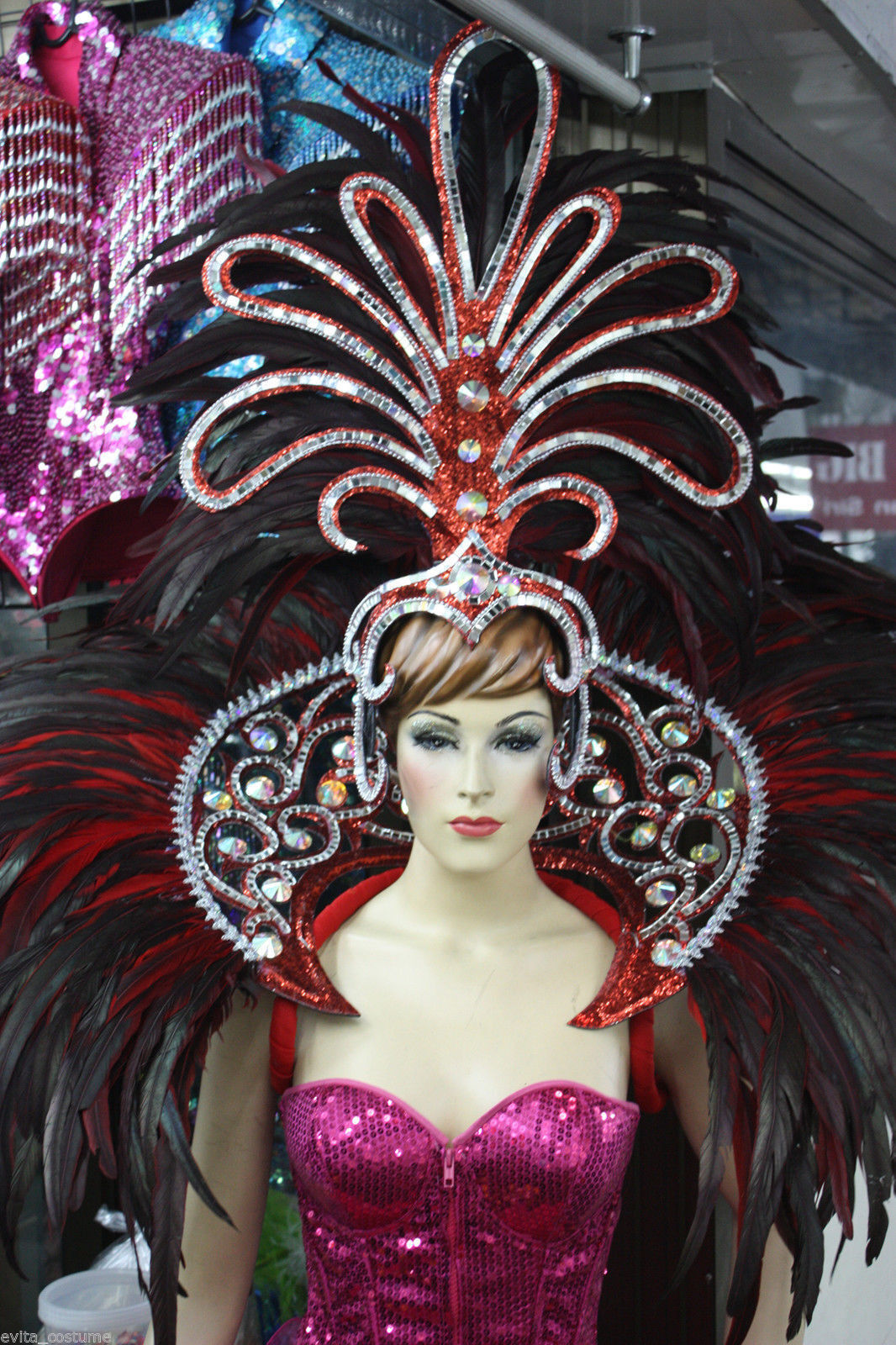 Da NeeNa HRED Showgirl Drag Carnival Backpiece Headdress