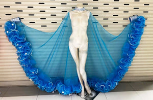 Da NeeNa C002S Vegas Cabaret Stage Sequin Trimmed Edges Ruffle Boa Coat