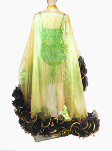 Da NeeNa C002S Vegas Cabaret Stage Sequin Trimmed Edges Ruffle Boa Coat