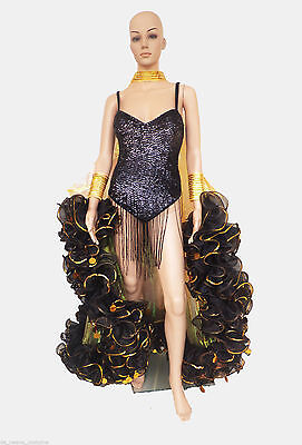 Da NeeNa C002S Vegas Cabaret Stage Sequin Trimmed Edges Ruffle Boa Coat