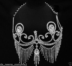 Da NeeNa BRA2 Chain Vegas Showgirl Nipple Pasties Crystal Flower Bra