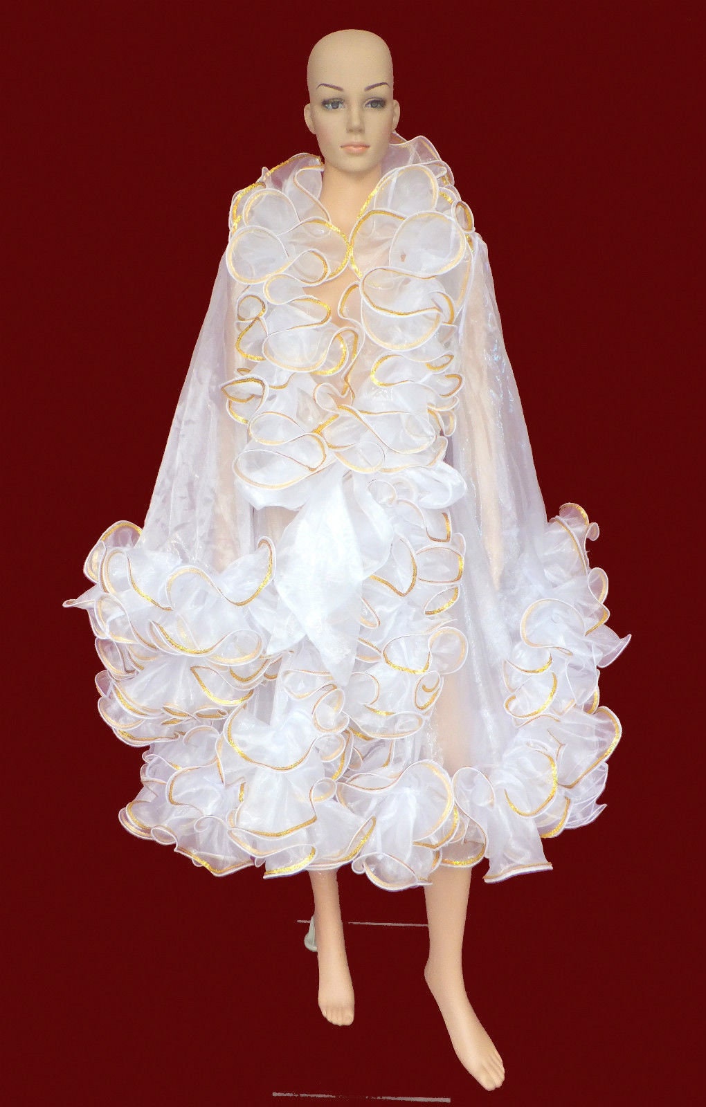 Da NeeNa C002A  Vegas Dance Cabaret Stage Sequin Trimmed Edges Ruffle Coat Jacket