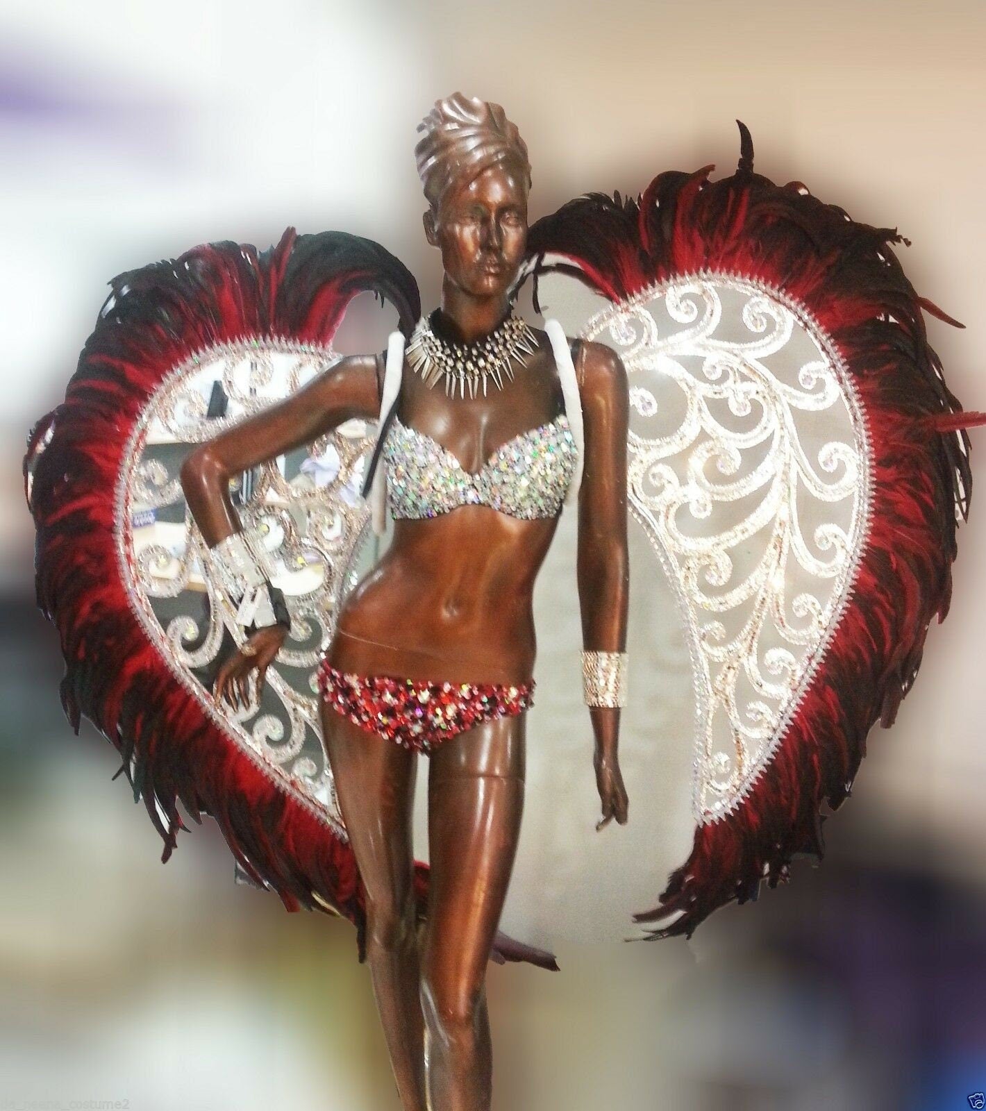 Da NeeNa C085 Red Heart Samba Parade Dancer Costume Set XS-XL