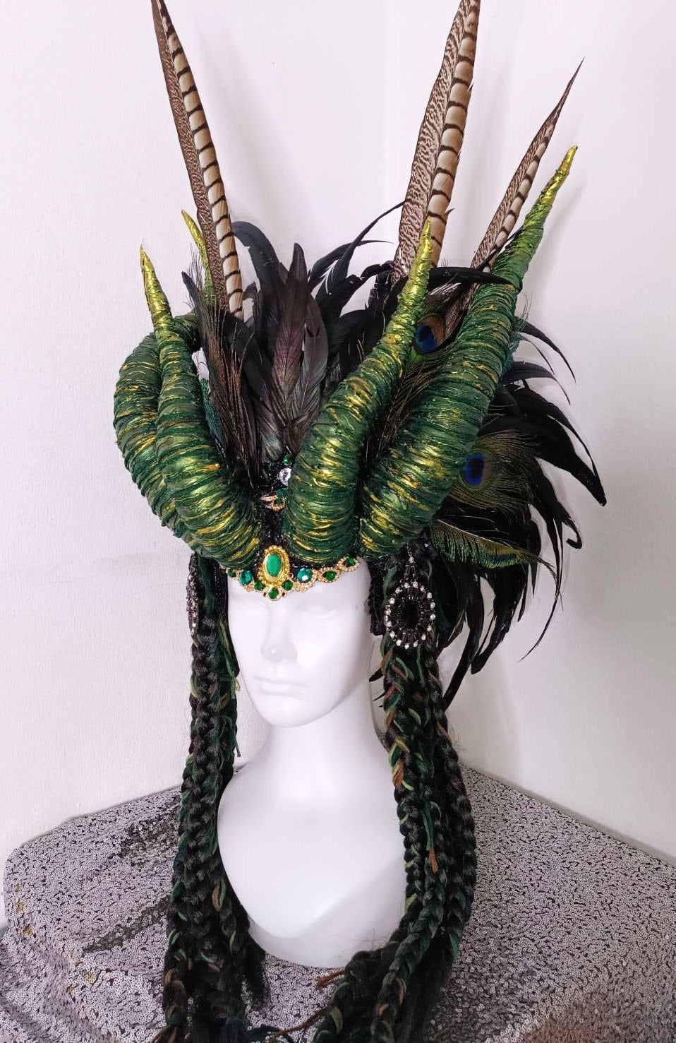 Da NeeNa H1114 Dragon King of The Forest Vegas Cabaret Showgirl Pageant Headdress