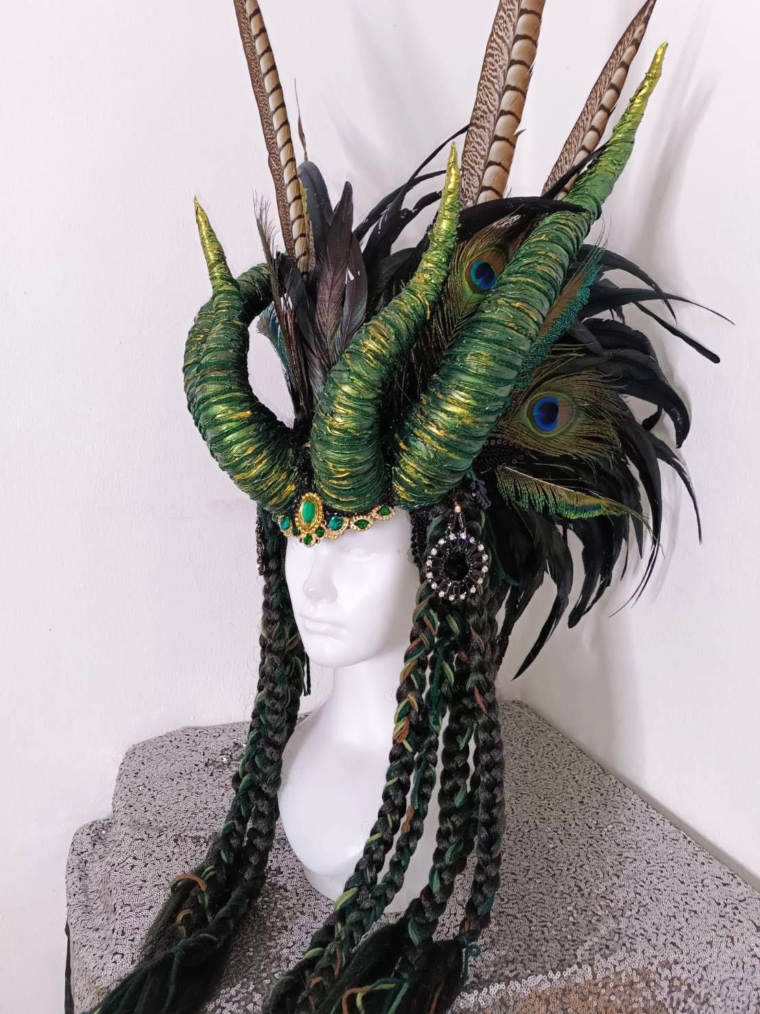 Da NeeNa H1114 Dragon King of The Forest Vegas Cabaret Showgirl Pageant Headdress