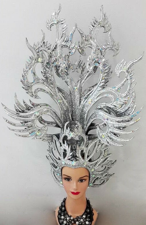 Da NeeNa H136 Vegas Showgirl Pageant Asian Crystal Swan Crystal Headdress