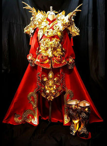 Da NeeNa HUT C813 Gold Great Dragon Emperor Pageant Spirit Costume Set XS-XL