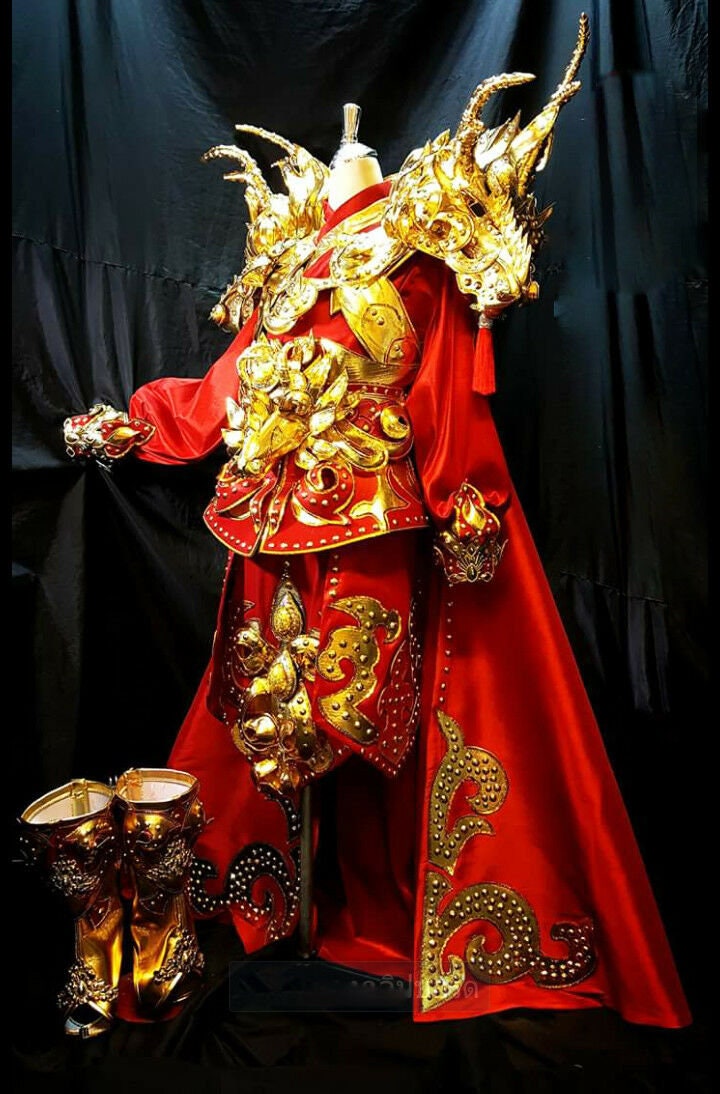 Da NeeNa HUT C813 Gold Great Dragon Emperor Pageant Spirit Costume Set XS-XL