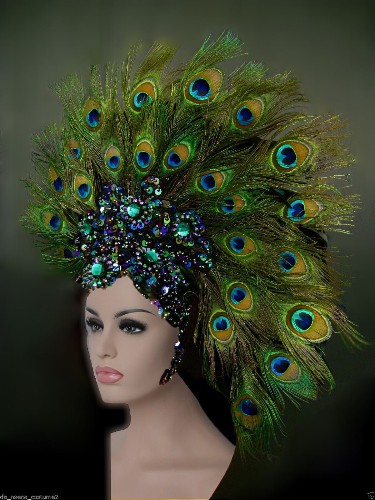 Da NeeNa PT Peacock Feather Cabaret Dancer Samba Headdress