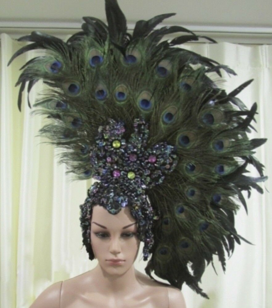 Da NeeNa PT Peacock Feather Cabaret Dancer Samba Headdress