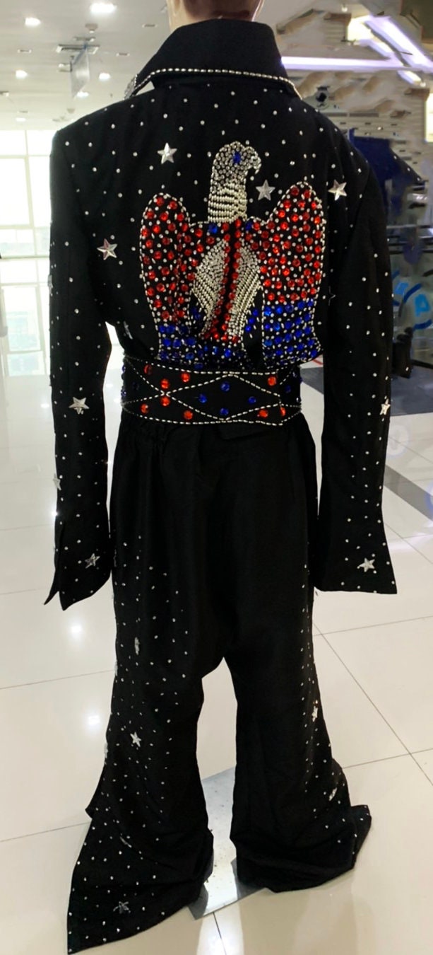 Da NeeNa Rock 'n' Roll Legend-Inspired  Custom Made The King American Eagle Aloha Jumpsuit Costume