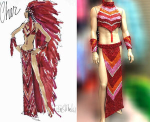 DaNeeNa M535TC Cher Half-Breed American Indian Sequin Tank Top and Skirt XS-XL