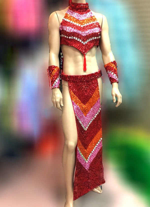DaNeeNa M535TC Cher Half-Breed American Indian Sequin Tank Top and Skirt XS-XL