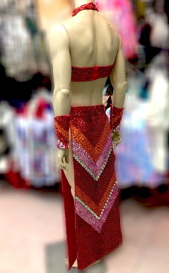 DaNeeNa M535TC Cher Half-Breed American Indian Sequin Tank Top and Skirt XS-XL