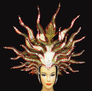 Evita Fire1 Sun Dance Vegas Cabaret Burlesque Showgirl Drag Queen Headdress