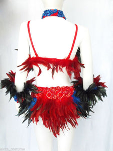 Evita Ftrw Feather Dance Drag Bra Skirt Bra Belt White Swan Costume Set XS-XL