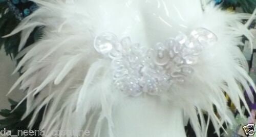Evita Ftrw Feather Dance Drag Bra Skirt Bra Belt White Swan Costume Set XS-XL