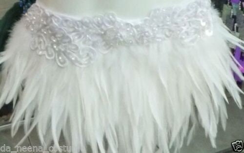 Evita Ftrw Feather Dance Drag Bra Skirt Bra Belt White Swan Costume Set XS-XL