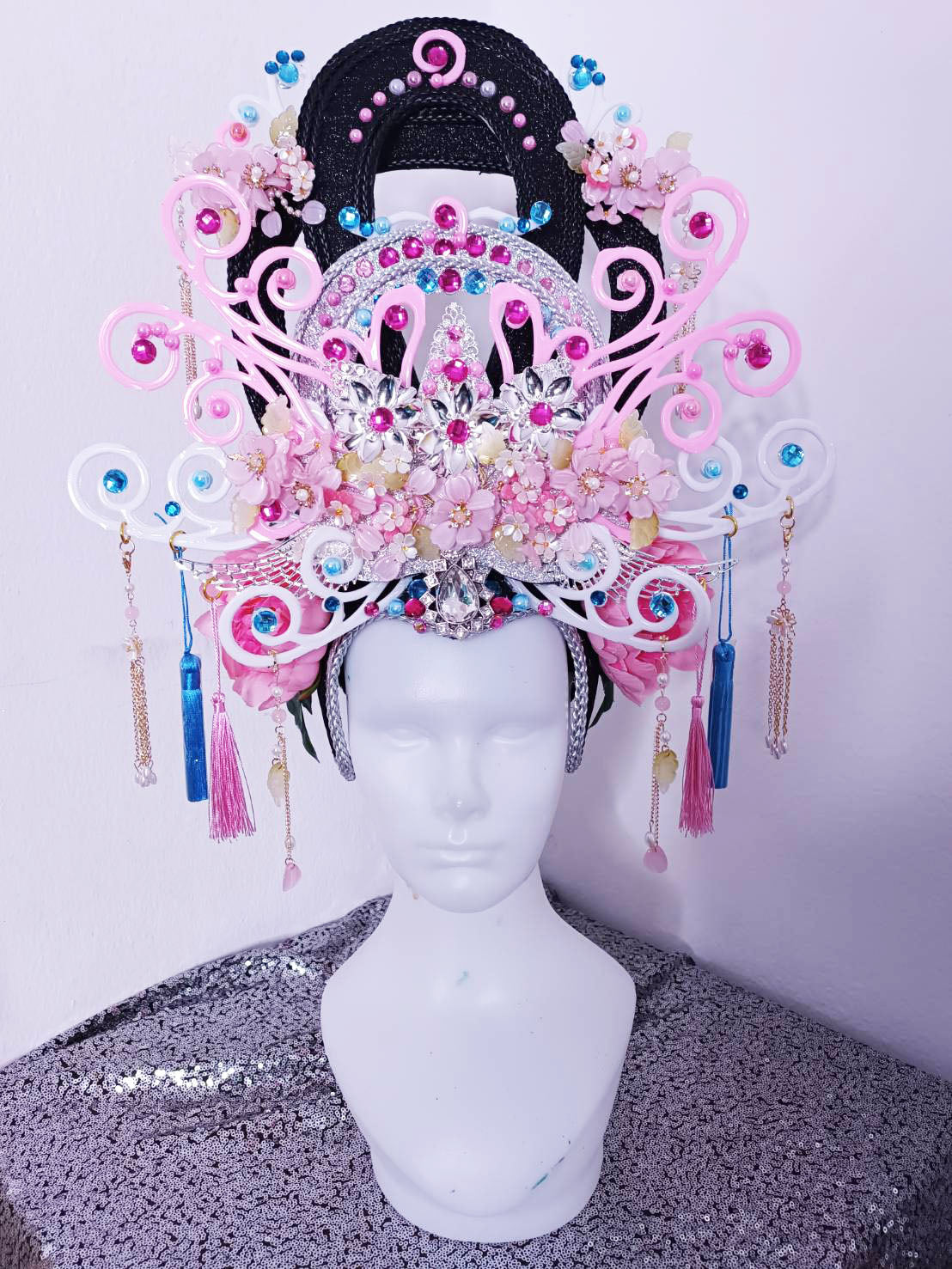 Da neena H1143 Chinese New year Asian Flower Vegas Cabaret Showgirl Pageant Headdress