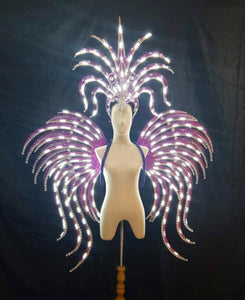 Da NeeNa C710L Spark Bird Showgirl Dance Vegas Crystal Angel Wings Backpack