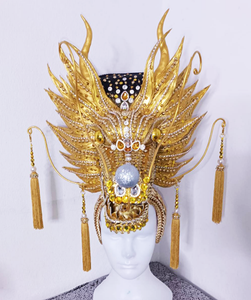 Da NeeNa H1148 Dragon King Pageant Dance Vegas Showgirl Headdress