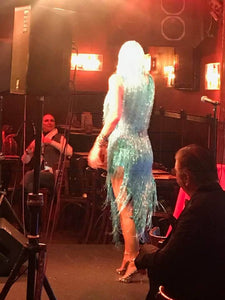 DaNeeNa M535Z Cher Vegas Burlesque Bugle Beaded Leotard Bodysuit with Wig XS-XL