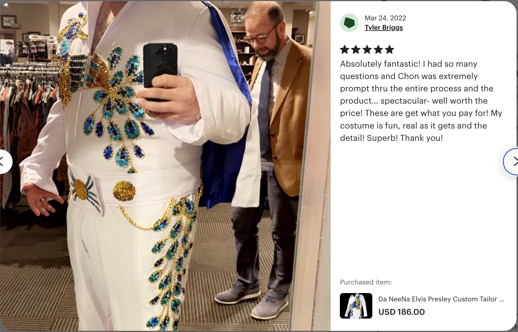 Da NeeNa Rock 'n' Roll Legend-Inspired  Custom Made The King American Eagle Aloha Jumpsuit Costume