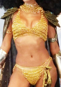Da NeeNa M977 Man & Woman Warrior Loop Chain Roman Bra Necklace Bottom Bikini Costume XS-XL