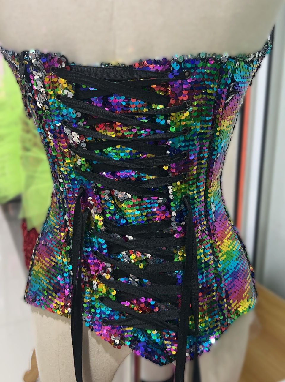 Da NeeNa RBCCM1156 Vegas Organza  Rainbow Gay Pride Ruffle Corset Skirt XS-XL