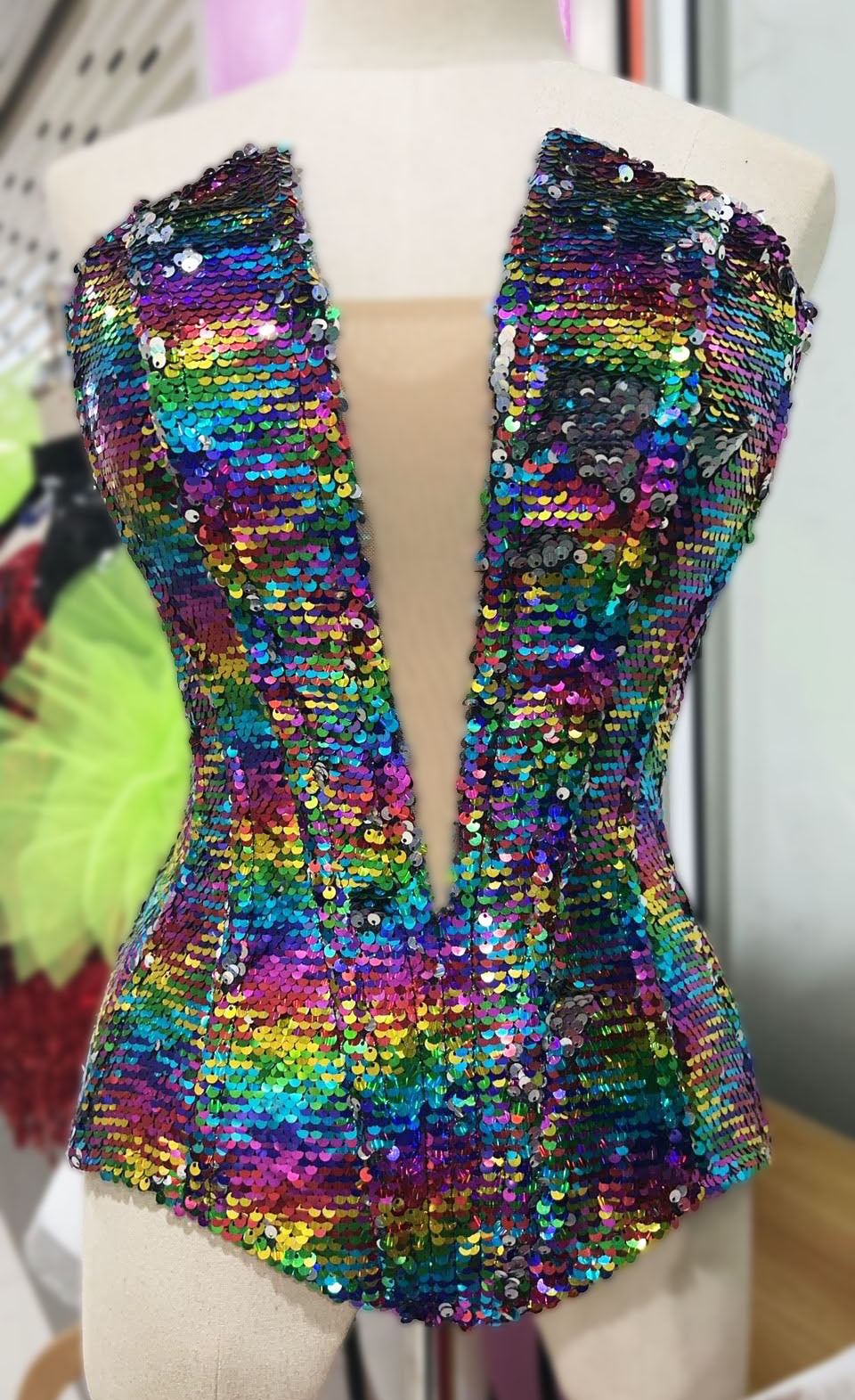 Da NeeNa RBCCM1156 Vegas Organza  Rainbow Gay Pride Ruffle Corset Skirt XS-XL