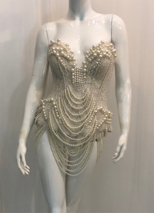 DaNeeNa T030ER GAGA Christina Showgirl Burlesque Pearl Corset Dress  XS-XL