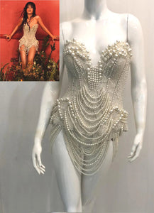 DaNeeNa T030ER GAGA Christina Showgirl Burlesque Pearl Corset Dress  XS-XL