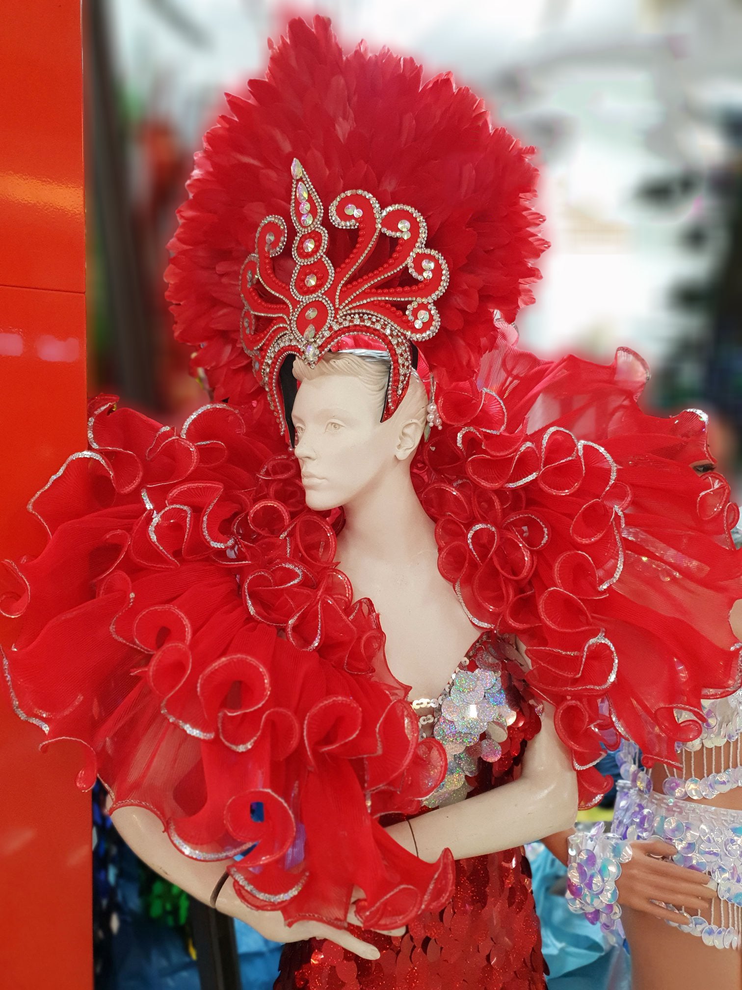 Da NeeNa C727R Glitter Sea Angel Ruffle Sea Water Wave Crystal Dance Shoulder Headdress Backpack