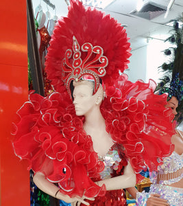 Da NeeNa C727R Glitter Sea Angel Ruffle Sea Water Wave Crystal Dance Shoulder Headdress Backpack