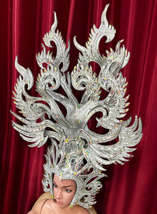 Da NeeNa H136 Vegas Showgirl Pageant Asian Crystal Swan Crystal Headdress