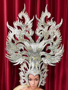 Da NeeNa H136 Vegas Showgirl Pageant Asian Crystal Swan Crystal Headdress