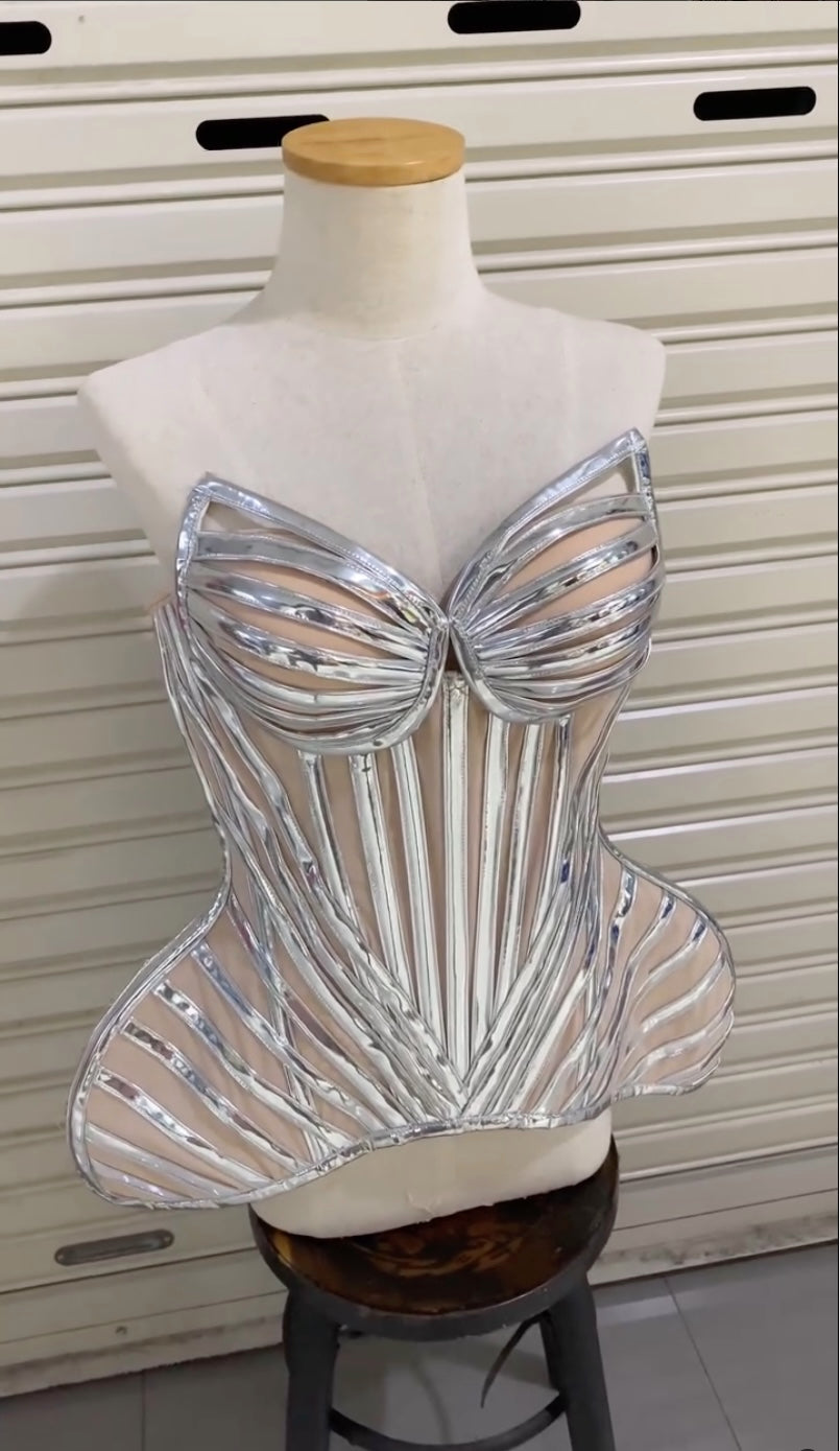 Da NeeNa C1157C Airspace Alien Roman Shiny Lady Gaga Vegas Pageant Corset XS-XL